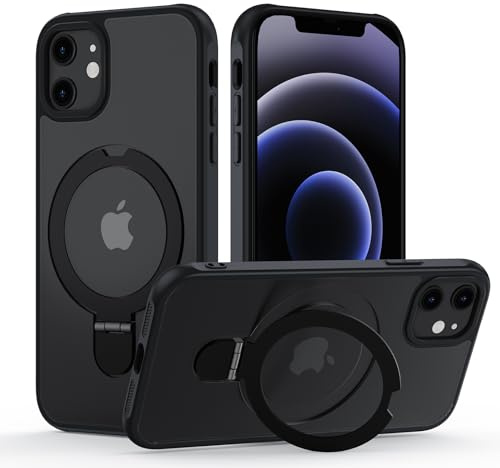 Meeter Hülle für iPhone 11 mit Magsafe, [ Magnetischer Ständer Unsichtbarer Standring ] Stoßfest Handyhülle Case Matt Kratzfeste Schutzhülle für iPhone 11 6.1 Zoll, Schwarz