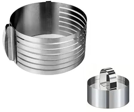 HISECOO Layering Cake Mold-Cake Ring-Adjustable Round Stainless Steel 6 to 8 Inch Cake Mold - Stainless Steel 3 inch Dessert Mousse Molds withCake Baking Supplies（2-piece set) (Rotundity)
