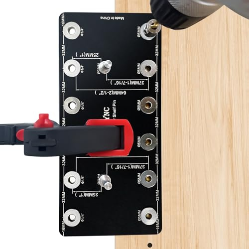 ENGYNC Regalstiftvorrichtung für 6.35 mm & 5 mm Regalstifte Bohrschablone für Regalstifte mit System Standard 32mm Abstand Regalstiftlöcher für Schränke für Holzbearbeitung DIY Werkzeug