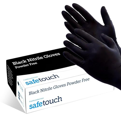 Just Health Nitrilhandschuhe | puderfrei, latexfrei, beidhändig, Einweg, weich und langlebig | Vielseitig einsetzbar | Schwarze Nitrilhandschuhe | 1000 Stück - S