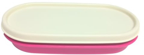 Tupperware Eidgenosse, contenitore ovale compatto, modulare per frigorifero, 200 ml, colore: rosa e bianco