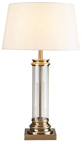 Antique Brass & Glass Column Table Lamp - Searchlight