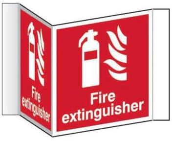 Fire Extinguisher Location 3D Projection Sign, Red/White, W200mm x H200mm | Self-Adhesive Mounting Strips, Double-Sided, Workplace & Office Fire Safety Marker