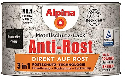 Alpina Metallschutzlack Anti-Rost Hammerschlag Schwarz 300ml