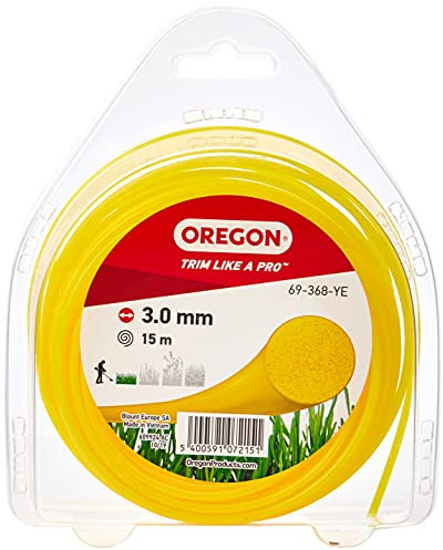 Oregon Yellow Round 3mm Strimmer Line, Trimmer Line Tackles Grass, Weeds, Lawn Edges & Flower Beds, Gardening & Lawn Care Nylon Strimmer Wire, Fits Most Standard Models, 3.0mm x 15m (69-368-YE)