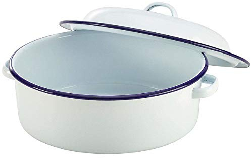 Falcon N60520 Enamel Roasting Dish Roaster Self Basting with Lid 20cm Round Oven Baking Tray Casserole