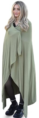 K E L O R Luxury Cooling Travel Blanket - Stretchy, Lightweight Soft & Breathable Shawl Wraps for Women | Easy-Care, Perfect for Travel, Airplane Blanket or Women Shawl(Meadow Green, Single-Sided)