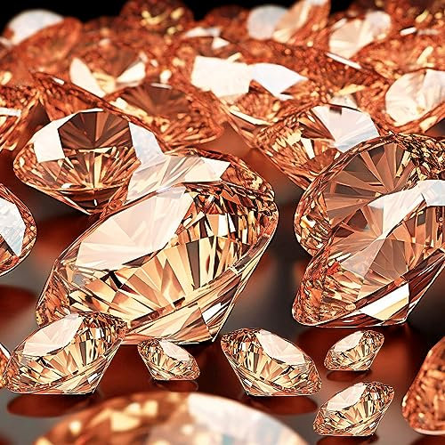 Hicarer 800 Pieces Diamond Decorations Acrylic Diamond Table Scatter Crystals for Table for Vase Fillers Party Table (Rose Gold, 30mm, 20mm, 12mm, 8mm, 4mm)