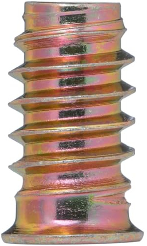 YoiYee 25 Pack M6 x 20mm Threaded Insert Nuts for Wood Furniture, Zinc Plated Carbon Steel Hex Drive Socket Screw-in Nut Fastener for Cabinets, Wardrobes and Hardwood Repair