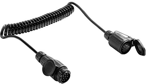 SPARKMOTO Cable de extensión en Espiral de 13 Pines de 2.8m, Cable de conexión extensión de Remolque Enchufe Macho de 13 Pines a Enchufe Hembra de 13 Pines para Remolque, Caravana, Autocaravana