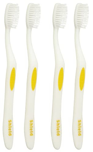 Shield Care Smokers Toothbrush with Hard Filaments, Elongated Neck Design, Removes Stains (Expert Care - Hard Bristles) - Adult Toothbrush 4 Count (Pack of 1)