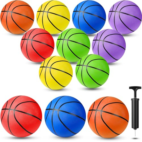 Jerify 12 Pack Official Size Rubber Basketballs for Kids Child Junior Youth Indoor Outdoor Sports Basket Balls with Pump Back to School Student Gifts Operation Christmas Bulk Items(Size 7, 29.5)