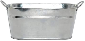 HERSIG - Cubo Metal con Asas pequeño | Macetero Ovalado - 22/12,5x18/8x10,5cm