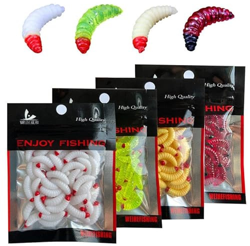 Red - 50 Artificial Soft Worm Imitation Bait Maggots Fake for Carp Hair Rigs Chod Lure
