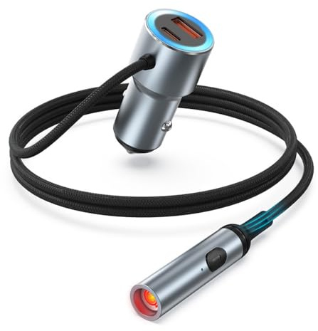 USB C Car Charger Adapter, Cigarette Lighter Adapter, Fast Charging [PD QC 3.0] Car Accessories with 2 Socket Splitter Fits All Vehicles, Car Cell Phone Charger with Lighter Plug
