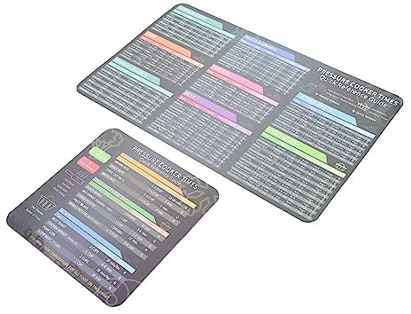 2 Blätter Schnellkochtopf-Zeit-Aufkleber Kochen Zeiten Schnellverweisleitfaden Magnete kühlschrank Magnet Druckkocher Zeitmagnet Druckkocher Zeitplaner druckbar Dampfkochtopf