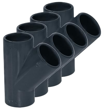 HAF 4X PVC Fittings T-Stück 45° mit 50mm | Klebemuffe x Klebemuffe x Klebemuffe | Verbinder aus grauem PVC-U | PN16 für PVC Rohr, Poolfitting, Pool, Schwimmbad, Poolverrohrung, Druckleitung & Teich