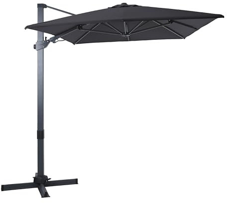 AXI Milad Premium Ampelschirm Rechteckig 200x300 cm in Anthrazit/Grau | Sonnenschirm für Garten/Terrasse mit Aluminium Rahmen | Inkl. Kreuzfuß & Schutzhülle | Kippbar & 360° drehbar