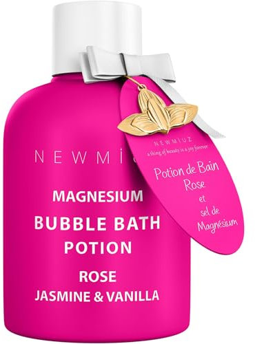 Magnesium Bubble Bath Rose Jasmine Vanilla - Luxury Long Lasting Bubble Bath For Sore Muscles - Epsom Salt Moisturizing Relaxing Stress Relief - Spa Self Care Spa Gift for Women Birthday Christmas