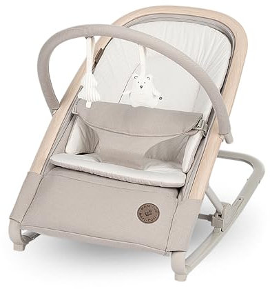Maxi-Cosi Kori 2-in-1-Babywippe mit Spielzeugbogen, 0–2 Jahre, bis zu 15 kg, Baby Bouncer, 3 mit einer Hand einstellbare Liegepositionen, Easy-in-Gurt, leicht und kompakt, Eco Care, Classic Beige