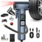 COCCKO Kompressor Auto – Elektrische Luftpumpe mit Akku, 150 PSI, 5 Modi für Auto, Fahrrad, Motorrad & Ball, LED-Licht, SOS-Notfall, USB-C Aufladung, Mini & tragbar, mit LCD-Display & Doppelzylinder