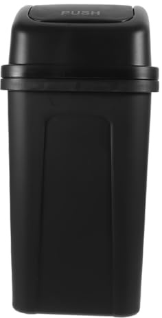 ABOOFAN Papelera de Plástico con Tapa Abatible para Cocina y Baño Cubo de Basura Pequeño Diseño Práctico para Oficina y Hogar Capacidad Color Negro