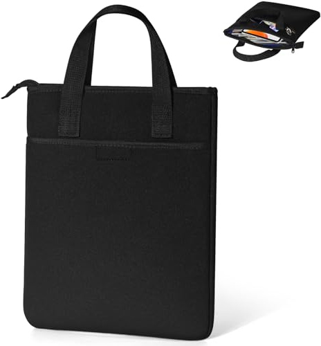 Bolso Mano Maletín para Porta Documentos A4 Neopreno Impermeable 35X28,5X2cm Bolsa Viaje Portatil con Cremallera Maletin Mujer Hombre Organizador Portadocumentos Funda Tablet Regalos Hombre Negro