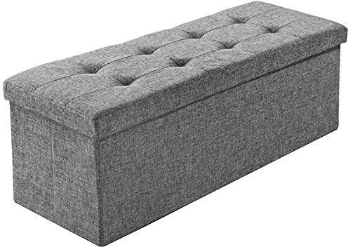 TecTake® Banc de Rangement Pliable Bout de lit 110x38x38cm Banc Entree Pouf Chambre Dressing Chambre Adulte Repose Pied Tabouret Coiffeuse Meuble Salon Maison Coffre a Jouet Meuble Rangement Enfant