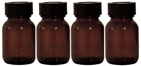 Viva-Haushaltswaren braunes Apothekerglas Set 4x 50ml inkl. Schraubverschluss & Etiketten made in Germany