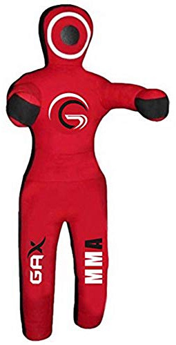 GAX Grappling Dummy Punch Bag - BJJ MMA, Muay Thai Judo Kicking | Boxing | Wrestling | Punching Target Bag, Martial Arts and Fitness Training, CANVAS Material - Red(6 Feet (180 cms))