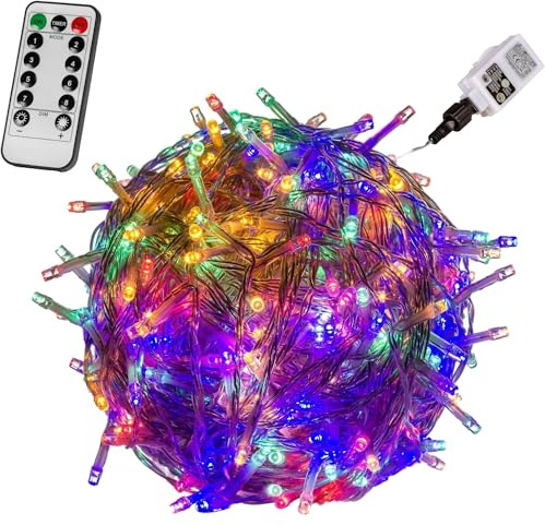 VOLTRONIC LED Lichterkette, innen und außen, IP44, Modell- und Farbwahl, 100 LEDs, bunt, Fernbedienung