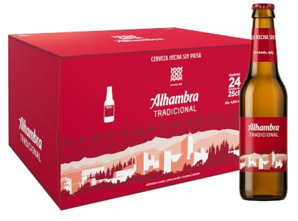 Alhambra Tradicional, Cerveza Lager Suave, Pack 24 Botellas x 25cl