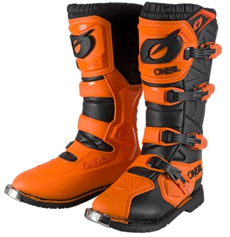 O'NEAL | Botas de Motocross | Motocicleta de Enduro | Comodidad gracias a la plantilla Air-Mesh, cuatro hebillas, material sintético | Botas Rider Pro | Adulto | Naranja | Talla 41