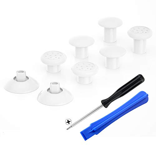 eXtremeRate ThumbsGear Utbytbar Ergonomisk Tumspak för ps5 Kontroller, för ps4 Kontroller för alla Modeller - 3 Höjdkupolformade och Konkava Grepp Justerbar Joystick - Vit