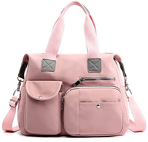 DORRISO Damen Handtasche Umhängetasche Schultertasche Casual Umhängetaschen Groß Kapazität Schultertasche Damen Reise Arbeit Lässig Täglich Leinwand Handtasche Rosa