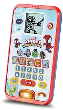 VTech 554403 Spidey and His Amazing Friends: Spidey Learning Phone, Educational Toy For Language Development, Suitable for Boys and Girls 2, 3 4, 5 Years, English Version, Red