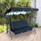Techo de repuesto para columpio de jardín, resistente al agua y protección UV, para columpios de Hollywood, toldo de sol, funda de techo para jardín (negro, 195 x 125 x 15 cm)