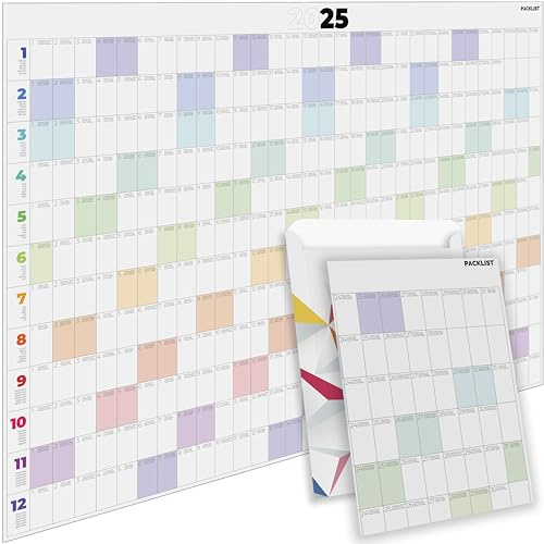 PACKLIST® Wandkalender 2026 groß A1 XXL 84x60 cm. Jahresplaner 2026 Wandkalender – Groß, Übersichtlich & Praktisch zur Organisation von Familie, Studium & Arbeit (Wand-Jahresplaner 2025)