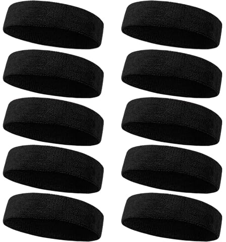 10 Pcs Sweatbands Sport Headbands for Men & Women, Sweat Head Bands Moisture Wicking Sweat Headbands Sweatbands for Basketball, Athletic Exercise, Tennis, Running, Cycling
