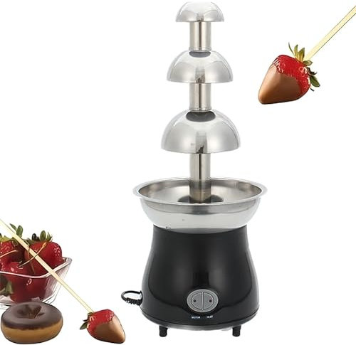 3-Tier Chocolate Melting Fondue Set, Stainless Steel Chocolate Fountain, Keep Warm Function and Motor Rotation Stable, Make Barbecue Sauce/cheese/liqueurs, for Parties, Weddings or Gatherings