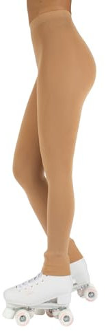 CALZITALY Damen Eiskunstlauf-Strumpfhose, fußlose Strumpfhose, Eislauf-Leggings, blickdichte Leggings, 80 DEN, hergestellt in Italien (Hautfarbe, S-M)