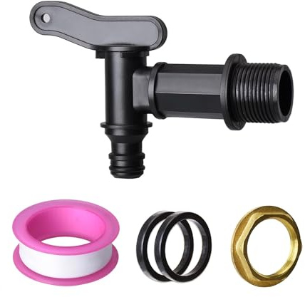 Tuyau D'Arrosage en Plastique à Ajustement, Fût de Pluie, Réservoir D'Eau, Filetage, D'Eau de Remplacement + Écrou en Laiton, 1