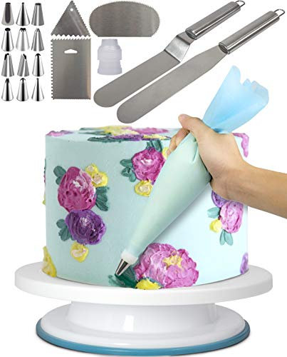 Cake Decorating Set 20 PCs Baking Equipment (UK Company) Cake Stand Piping Bag and Nozzles Set Baking Accessories