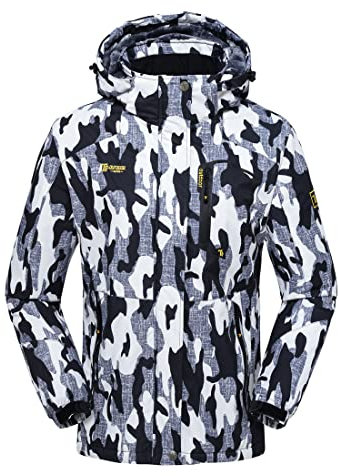 donhobo Damen Winter Softshelljacke Fleece Funktionsjacke Warme Outdoor Jacke Wasserabweisende Wanderjacke Gefüttert Skijacke Winddicht Trekkingjacke (Camouflage, XL)