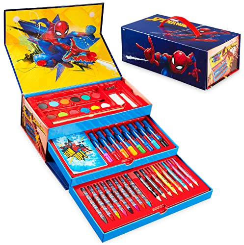 Marvel Spiderman Malkoffer, Malset für Kinder (Blau Mehrfarbig Spiderman), 1 Stück (1er Pack)