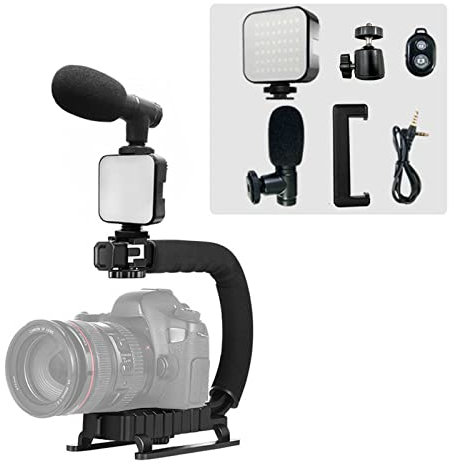 Starbea Stabilisateur portable pour appareil photo de type U/C avec griffe pour GoPro Canon, Nikon, Sony, Panasonic, Pentax, Olympus, DSLR et caméscope (noir)