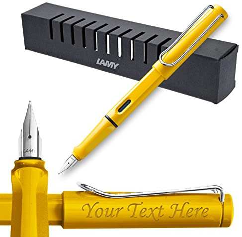 Lamy Safari yellow Fountain Pen + FREE Engraving great for Gifts or School (Medium)