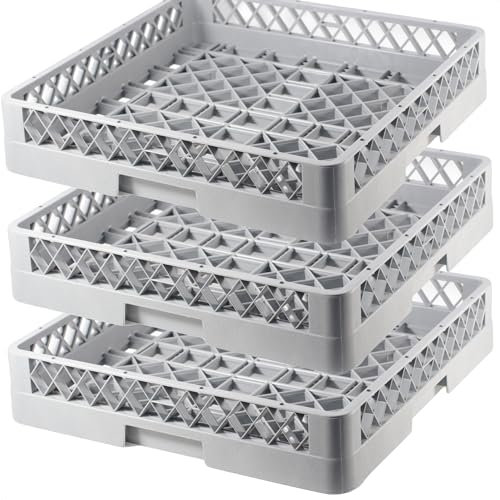 Gastronette Lot de 3 paniers à vaisselle pour verres, couverts, tasses, sans graduation, 50 x 50 cm, pour lave-vaisselle professionnel