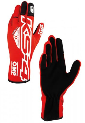 Ompracing Guantes Omp Kart KS-4, Rojo/Blanco, Talla 6, Niños