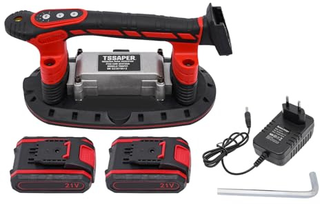 Macchina piastrellista con 2 batterie e caricabatterie, velocità di oscillazione 3000 – 13000 rpm, ventosa 28 x 15 cm, macchina piastrellista adatta per piastrelle da 11,8 – 94,4 pollici